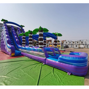 Mega kids outdoor party bounce <b>house</b> blue plunge tropical <b>inflatable</b> water slide with swimming pool for sale - Product Image 5