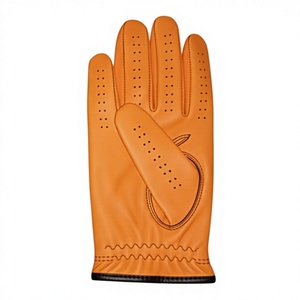 Vibrant Orange Leather Golf Gloves | Pro Performance Ball Marker Grip | Men’s Breathable Soft Feel Custom Golfing Gear - Product Image 2