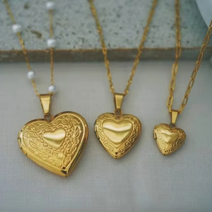 <strong>Fashion</strong> Stainless Steel <strong>Heart</strong> Locket <strong>Pendant</strong> Necklace 18K Gold Plated Photo Locket Necklace Personalized Gift for Her