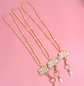 Personalized Wood <b>Bead</b> Lanyard ID Badge Holder Back to School Gift Breakaway Clasp Adjustable <b>Bead</b> Lanyard Phone Lanyard - Product Image 4