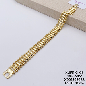 Gioielli XUPING all'Ingrosso, <span class=keywords><strong>Bracciale</strong></span> a Catena Cubana per <span class=keywords><strong>Uomo</strong></span> in Rame Placcato <span class=keywords><strong>Oro</strong></span> 14K, Stile Hip Hop alla Moda - Product Image 6