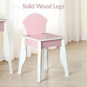 Set Tavolo da Trucco e Sedia <span class=keywords><strong>per</strong></span> Bambini Rosa e Bianco con <span class=keywords><strong>Specchio</strong></span>, Stile Montessori - Product Image 4