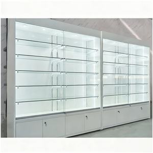 خزانة عرض خشبية بيضاء مخصصة لتخزين السجائر مع رف تخزين التبغ - Product Image 3