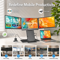 Écran d'extension triple pour ordinateur portable, 15,3 pouces IPS FHD USB-C, pour programmation en paire et affichage collaboratif, OEM d'usine, marque blanche, approvisionnement en gros