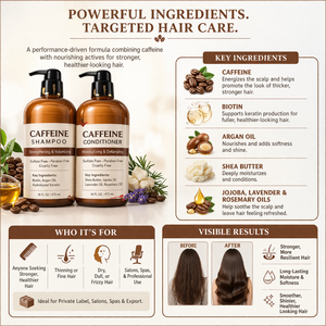 Set <span class=keywords><strong>de</strong></span> Champú <span class=keywords><strong>y</strong></span> Acondicionador con Cafeína para Dar Volumen, Engrosar <span class=keywords><strong>y</strong></span> Estimular el Crecimiento del Cabello, Sin <span class=keywords><strong>Sulfatos</strong></span> ni <span class=keywords><strong>Parabenos</strong></span>, Hidratante para el Cabello - Product Image 3