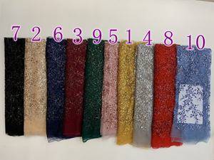 Tissu en tulle brodé floral HAPPEAK avec sequins et dentelle, 100 % polyester respirant et écologique pour accessoires de mariage pour filles - Product Image 6