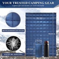 Couverture de camping ultralégère en duvet de canard, imperméable, en nylon 20D, portable, couette gonflable pour la randonnée en plein air