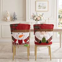 Housse de chaise de Noël en feutre avec motifs de Père Noël, bonhomme de neige et renne, décorations de Noël pour la table