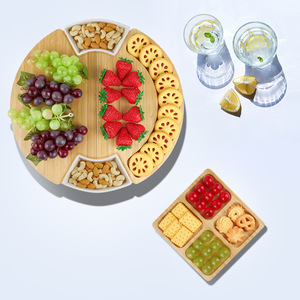 <span class=keywords><strong>Plateau</strong></span> à <span class=keywords><strong>fromage</strong></span> rond en bambou <span class=keywords><strong>pivotant</strong></span> avec couteau à <span class=keywords><strong>fromage</strong></span> en acier inoxydable, <span class=keywords><strong>plateau</strong></span> de service et 2 bols en céramique, cadeau idéal - Product Image 6