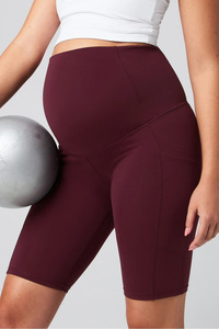 Soft Stretch <strong>Maternity</strong> <strong>Gym</strong> <strong>Shorts</strong> 9 Inch Women's Pregnancy Activewear Moisture Wicking UPF Protection with Pockets OEM ODM - Product Image 6