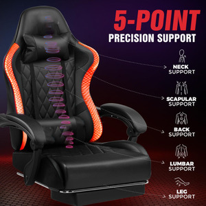 Silla <span class=keywords><strong>de</strong></span> Juego Ergonómica con Luces RGB, <span class=keywords><strong>de</strong></span> Alta Gama, Resistente, Cómoda, Giratoria 360°, <span class=keywords><strong>para</strong></span> <span class=keywords><strong>Adultos</strong></span>, con Reposapiés - Product Image 5