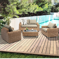 Conjunto de Sofás de Mimbre de Ratán Modernos para Exteriores, con Cojines Ecológicos Resistentes a la Intemperie y de Secado Rápido para Jardín