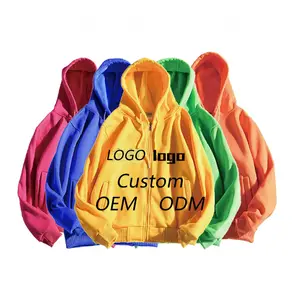 Custom Distressed Two Way Zipup French Terry Comfortable Breathable Reversible Double Layer Full Zip Up Hoodie And On The Hood