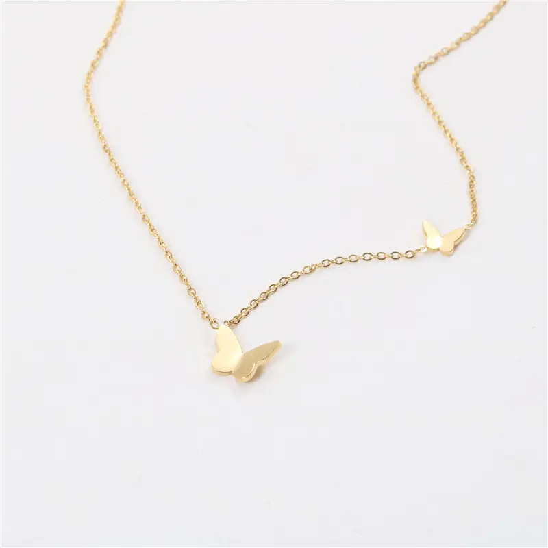 Fashion Custom Sieraden Groothandel High End 18K Vergulde Vlinder Hanger Ketting Rvs Dainty Ketting