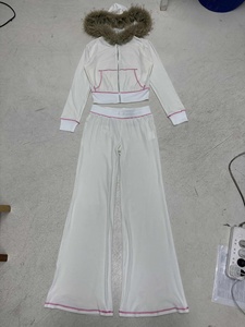 Faux Fur Hoodie <b>Set</b> | Embroidered Letter Velour Tracksuit, Matching Zip Up Jacket & Bodycon Pants - Product Image 6