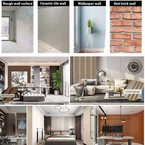 モダンなツートンカラーPVC木目調グリルパネル 200*14mm ゴールドライン ジャズホワイト + 木目調 室内テレビ背景壁パネル 商業用 - Product Image 4