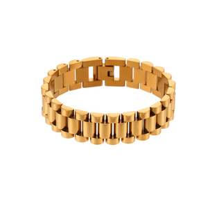 New Designs Waterproof <b>Chain</b> Link <b>Bracelet</b> Solid Geometric Hip Hop Style 18K Gold Plated Stainless Steel Bangles Tarnish Free - Product Image 1