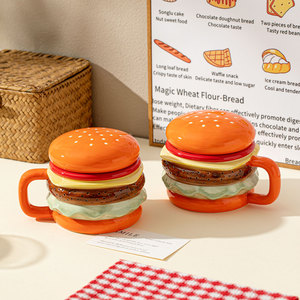 Creative <b>Ceramic</b> Hamburger Mug Novelty 3D Burger Coffee <b>Cup</b> Birthday Gift Water <b>Cup</b> - Product Image 1