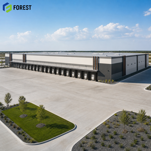 Edificio de Almacenamiento Moderno con Estructura de Acero, Nave Industrial de Techo Abierto para Logística y Depósito de Materia Prima - Product Image 1