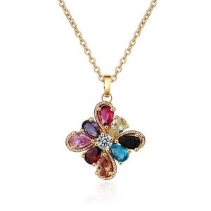 <b>Candy</b> Luxury 18K Gold Plated Colored Jewelry Set Geometric Diamond Drop <b>Necklace</b> and Earrings New Fashion Rainbow Zirconia Set - Product Image 2