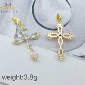 Kalung Liontin Salib Grosir JML Aksesoris Fashion, Liontin Salib Kristal Kuningan Kristen, Colgante Oro Laminado Cruz - Product Image 6