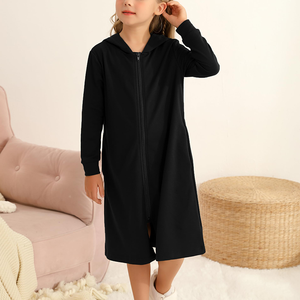 Girls Summer Robes 2026 New Arrival Girls Zip up <strong>Hoodies</strong> Robes Factory Direct Wholesale Long Sleeve Housecoat Loose Loungewear - Product Image 1