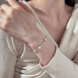 Dylam Blossom Collection S925 Silver 22k <b>Gold</b> Rhodium Plated Link Chain 5A Zirconia Lucky Four Leaf Clover <b>Bracelets</b> Jewelry - Product Image 3