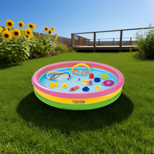 Piscina inflable colorida de 120 cm con juego de 12 accesorios para niños, diversión acuática al aire libre - Product Image 2
