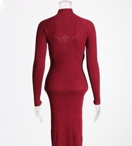 <span class=keywords><strong>Robe</strong></span> mi-longue en maille ajourée style sexy et épicé pour femme, nouvelle collection 2025, design torsadé amincissant - Product Image 4
