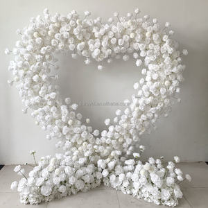 新しいデザイン7ftフラワーアーチウェディングデコレーションバックドロップ人工赤いハート型アーチ結婚式パーティーステージ装飾 - Product Image 4