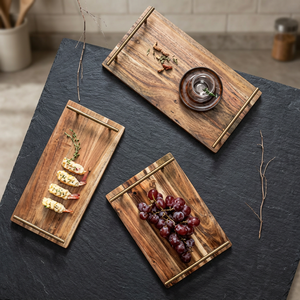 Plateau rectangulaire en bois haut de gamme, best-seller, durable, poli, toucher doux, fabrication artisanale, plateau de service en bois, plat de présentation pour la table - Product Image 1