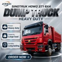 Экспортный китайский самосвал SINOTRUK HOWO 64, дизельный, б/у, с левым рулем, 375/450 л.с., с большим насосом, задней разгрузкой, тяжелый самосвал-дампер