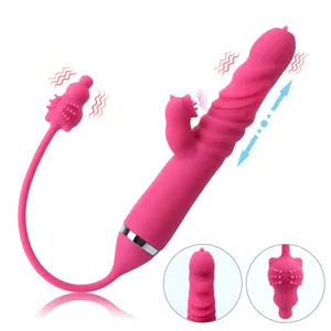 Estimulador do Clitóris Vagina Masturbador Feminino 3 Modos Telescópico Dildo Brinquedo Sexual para Mulheres Vibrador Lambendo a Língua Massagem do Ponto G