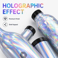 Étiquettes thermorétractables holographiques personnalisées, étanches, pour bouteilles, film d'étiquetage complet pour emballage personnalisé, impression de logo OEM