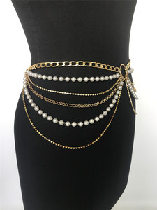 Belle <span class=keywords><strong>ceinture</strong></span> de robe en perles fantaisie pour femmes, <span class=keywords><strong>ceinture</strong></span> de chaîne de taille multicouche pour femmes - Product Image 5