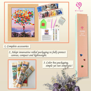 Pintura de diamantes moderna, kit de arte de diamantes con taladro redondo, pintura de diamantes con marco rectangular, decoración de pared DIY, arte de diamantes - Product Image 3