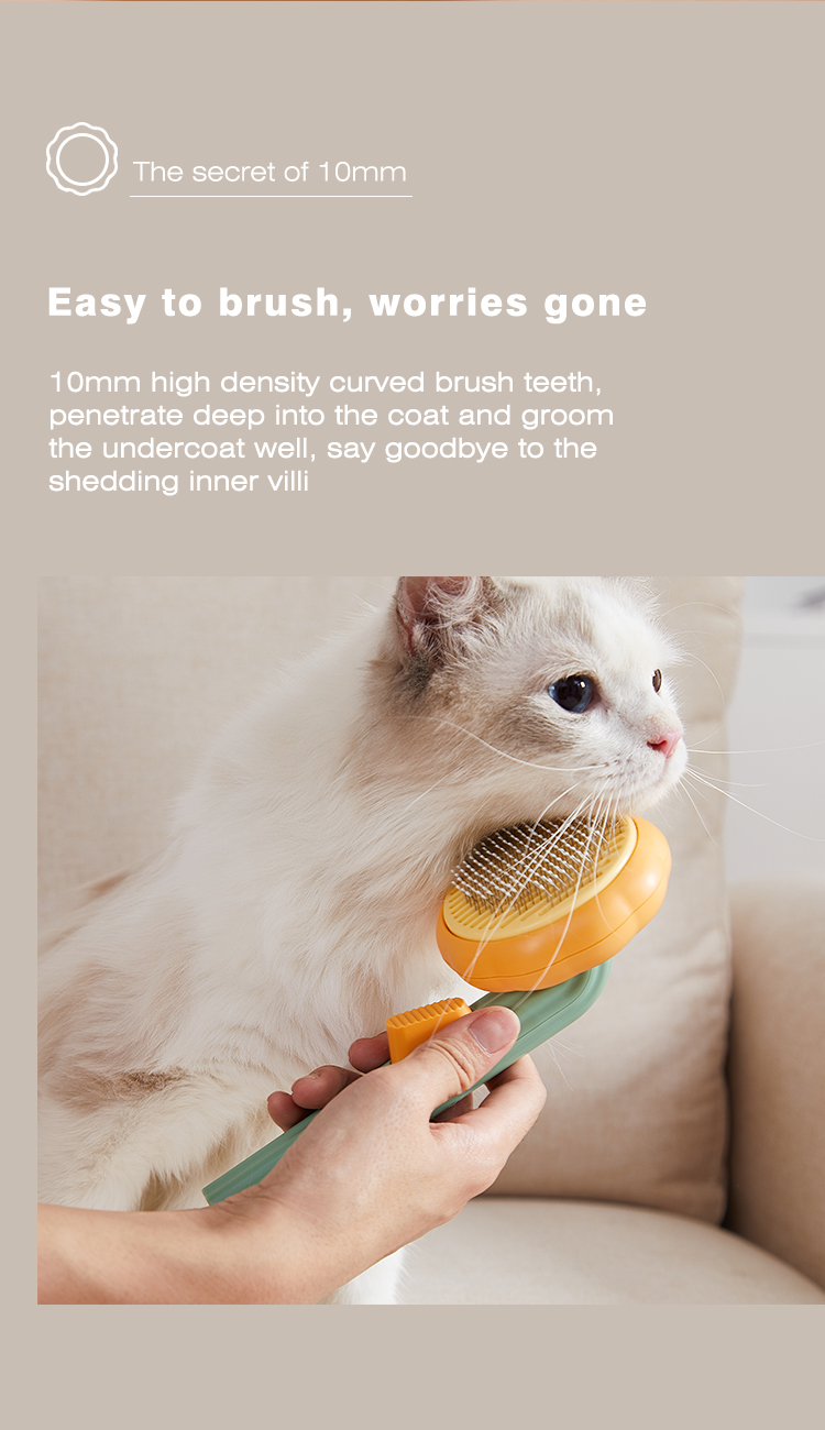 Self Cleaning Brush Pet Grooming Tool Pumpkin Cat Hair Teeth Comb
