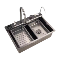 Évier de cuisine en acier inoxydable cascade de dauphin Offres Spéciales avec grand bol unique-Design moderne