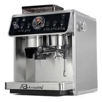 Máquina de Espresso Anbolife de Doble Caldera, 2800W, 20 Bares, Bomba Doble, Control PID, Portafiltro de 58mm, Molinillo OEM