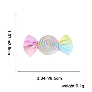 New Macaron Rainbow Gradient Lollipop <b>Bow</b> Hair <b>Clips</b> Cute Girls Side Bang Barrettes Kids Candy Hair Accessories - Product Image 2