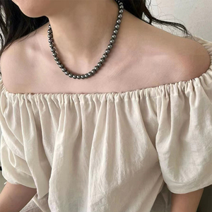 Vershal B-126 di alta qualità <span class=keywords><strong>collana</strong></span> di perle di vetro grigio 18K placcato oro Vintage <span class=keywords><strong>collana</strong></span> di gioielli di lusso - Product Image 2