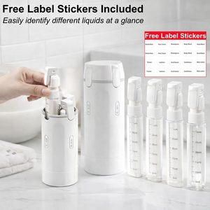<span class=keywords><strong>Kit</strong></span> <span class=keywords><strong>de</strong></span> toilette <span class=keywords><strong>de</strong></span> <span class=keywords><strong>voyage</strong></span> blanc 4-en-1 avec étui, 4 flacons pompe anti-fuite <span class=keywords><strong>de</strong></span> 30 ml, distributeurs <span class=keywords><strong>de</strong></span> liquide rechargeables, logo personnalisé disponible - Product Image 4