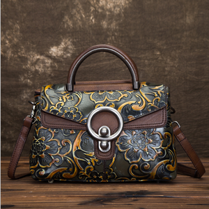 新工厂直销真皮复古名人风格女包立体浮雕单肩手提斜挎包 - Product Image 4