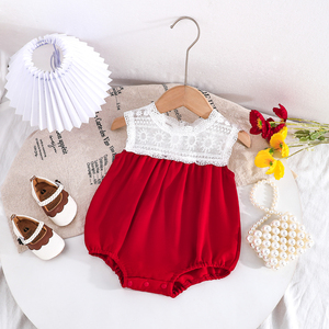 ชุดรอมเปอร์ลายสัตว์น่ารักสำหรับเด็กทารกแรกเกิด ชุดบอดี้สูทแขนสั้นสำหรับเด็กผู้หญิง ผ้าถักติดกระดุมแป๊ก ODM 3-12 เดือน - Product Image 1