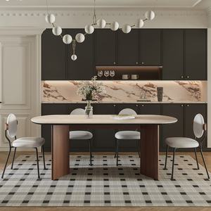 Wesome <span class=keywords><strong>โต๊ะ</strong></span>รับประทานอาหาร<span class=keywords><strong>ขา</strong></span><span class=keywords><strong>ไม้</strong></span>เนื้อแข็งแบบย้อนยุคสไตล์ฝรั่งเศสสำหรับอพาร์ทเมนต์ขนาดเล็กจานหินรูปวงรีโต๊ะรับประทานอาหาร - Product Image 1