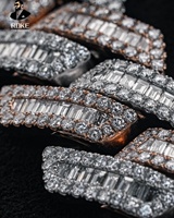 Chaîne cubaine en diamant de laboratoire taille baguette en gros |   Collier de luxe pour homme en or 9K/10K/14K/18K |   Certifié IGI/GIA