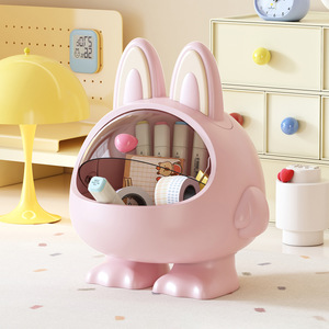 Cute Mini Transparent Toy Storage Box Round Covered Desktop Organizer For Hair Accessories Display Rack - Product Image 2
