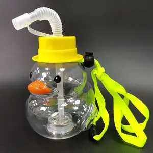 Duck Shape PET Baby Water Drinking Bottles With LED Light And Rope