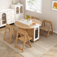 Ensemble table et chaises pliantes rondes extensibles pour petit appartement, en bois, assemblé