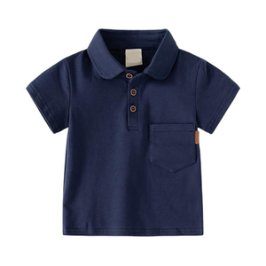 Minimalist Solid Cotton Kids Polo With Pocket No Logo Clean Finish <b>Neutral</b> Tones Custom Embroidery Ready Private Label - Product Image 1